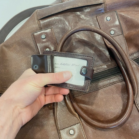 Kenneth Cole Leather Weekender Duffle Bag - Picture 4 of 15